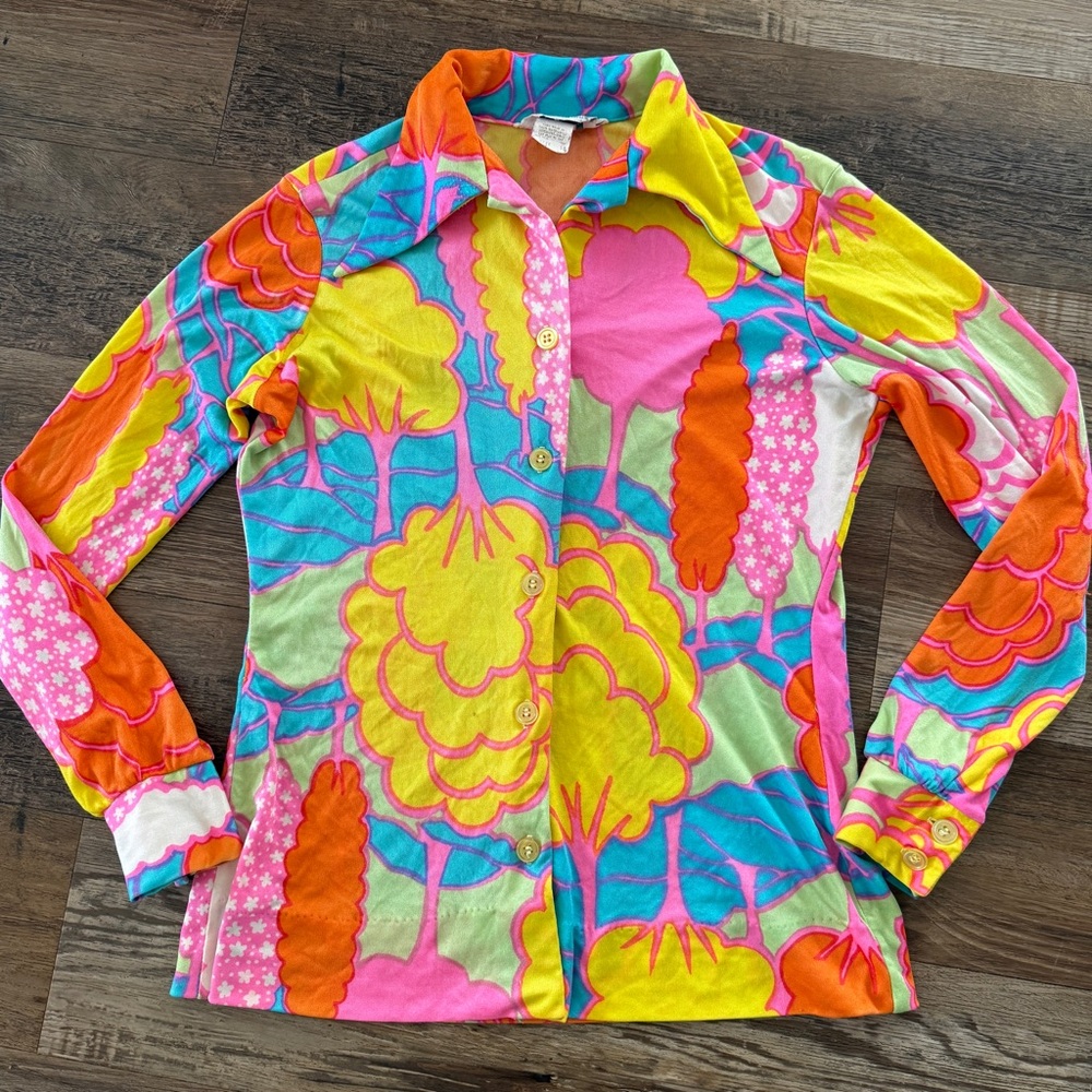 70’s Alice Stuart mod colorful hippie vintage button shirt - Picture 11 of 11
